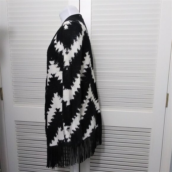 INC Black White Chevron Zig Zag Waterfall Cardigan - Picture 6 of 9